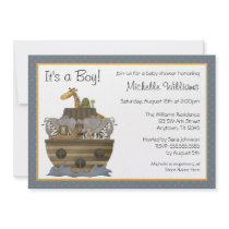 Noah's Ark Yellow Dots Baby Shower Custom Invites