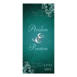 Nobel Teal Scroll Teal  Wedding Program Customized Rack Card