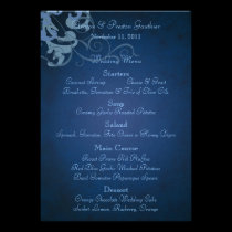 Noble Blue Scroll Blue Wedding Menu invitations
