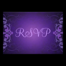 Noble Purple & Liliac Scroll RSVP Card invitations