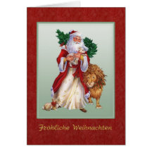 Noël allemand - St.Nicolas, lion, carte de lapin