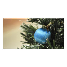 Noël bleu cartes de vœux avec photo