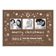 Noël d'amusement esquisse la carte avec des photos faire-parts