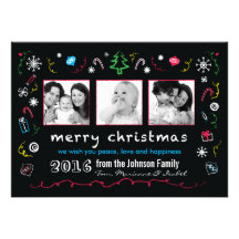 Noël d'amusement esquisse la carte avec des photos faire-parts