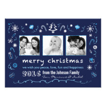Noël d'amusement esquisse la carte avec des photos invitations personnalisables