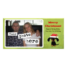 Noël de chienchien de teckel cartes de vœux avec photo