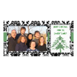 Noël de GreenTree de damassé noire et blanche Joye Cartes De Vœux Avec Photo