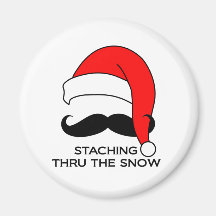Noël de moustache - Staching par la neige Magnets Pour Réfrigérateur