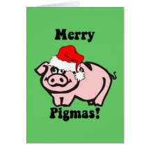 Noël drôle de porc carte de vœux