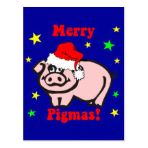 Noël drôle de porc cartes postales