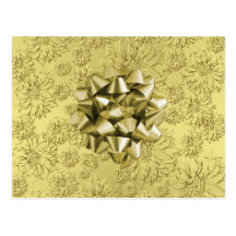 Noël floral d'or d'aluminium s'enveloppant avec l' carte postale