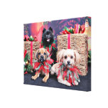Noël - GUS de Puggle - Shorkie Charlie Pom Mazie Toile Tendue