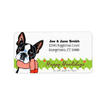 Noël heureux de Boston Terrier Howlidays Étiquettes D’adresse