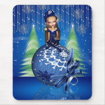 Noël Mousepad avec Elf mignon sur la babiole Tapis De Souris