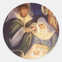 Noël religieux vintage, Magi Wisemen de nativité Autocollants Ronds