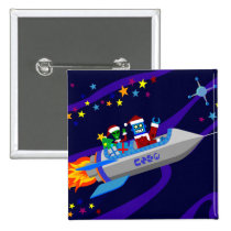 Noël Rocket de robot boutons publicitaires