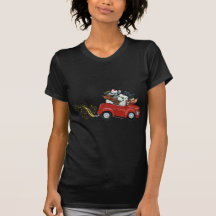 Noël rouge de voiture de caniches des masses t-shirts