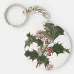 Noël vintage, branche de houx avec les baies rouge porte-clefs