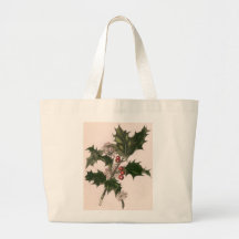 Noël vintage, branche de houx avec les baies rouge sac