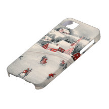 Noël vintage, étang congelé par patineurs de patin coques Case-Mate iPhone 5