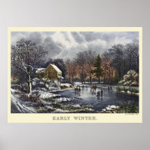Noël vintage ; Hiver tôt Affiche