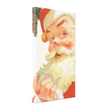 Noël vintage, le père noël gai avec un secret impressions sur toile