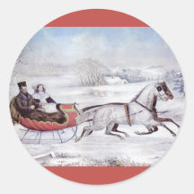 Noël vintage ; L'hiver de route, tour romantique Autocollants