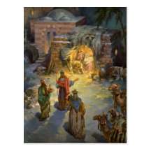Noël vintage, nativité, Magi de visite Manger Carte Postale