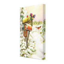Noël vintage, paysage d'hiver de boîtes aux lettre toiles tendues sur châssis