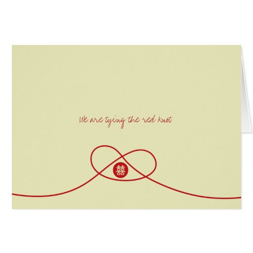 Noeud rouge + Double carte d'invitation du bonheur