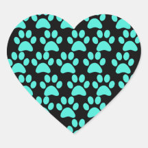 Noir bleu turquoise d'empreintes de pattes mignons autocollants