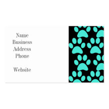 Noir bleu turquoise d'empreintes de pattes mignons cartes de visite professionnelles