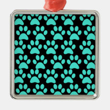 Noir bleu turquoise d'empreintes de pattes mignons décoration de noël