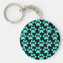 Noir bleu turquoise d'empreintes de pattes mignons porte-clef