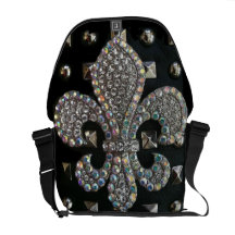 NOIR DE CRYSTAL FLEUR DE LIS ON AVEC DES GOUJONS SACOCHE