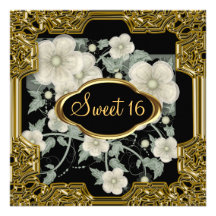 Noir de fête d'anniversaire du bonbon 16 faire-part personnalisé