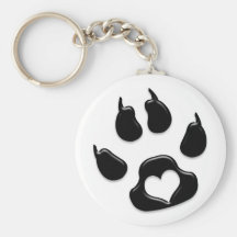 Noir de l'empreinte de patte du chat porte-clé