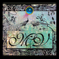 Noir de MONOGRAMME d'INSÉPARABLES de MARIAGE vert- invitations