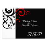 Noir de SM +Mariage rouge blanc de remous assortis Invitations Personnalisées