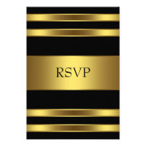 Noir élégant et or RSVP invitations