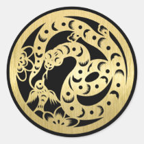 Noir et autocollant chinois de serpent d'or autocollants