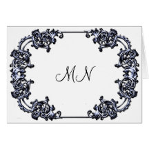 NOIR ET BLANC FLORAL VINTAGE de faire-part de mari Carte De Vœux
