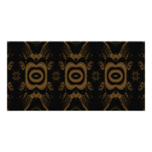 Noir et conception florale de motif de Brown Cartes De Vœux Avec Photo