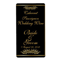 Noir et étiquette de vin de mariage d'or étiquette d’expédition
