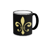 Noir et Gold Fleur De Lis Mug qui Dat