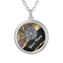Noir et or bling collier