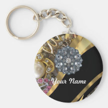 Noir et or bling porte-clés