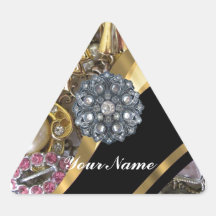 Noir et or bling stickers en triangle