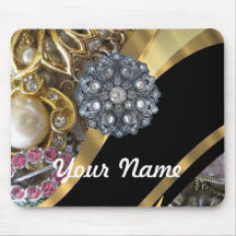 Noir et or bling tapis de souris