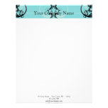 Noir et turquoise floraux en-tête de lettre personnalisée
